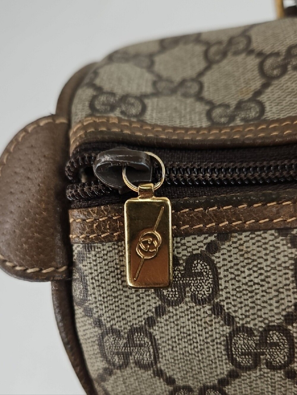 Authentic Gucci Monogram Supreme Classic Satchel Vintage Boston Handbag Purse - Picture 10 of 17